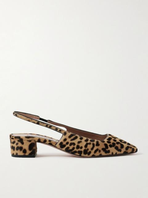 Ginza 35 leopard-print calf hair slingback pumps Leopard print