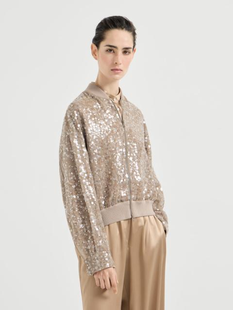 Dazzling mirage embroidery cardigan in crispy silk