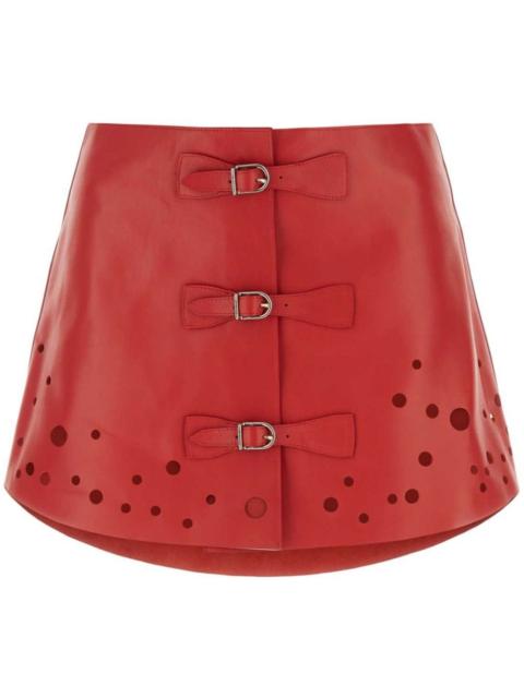 perforated leather miniskirt