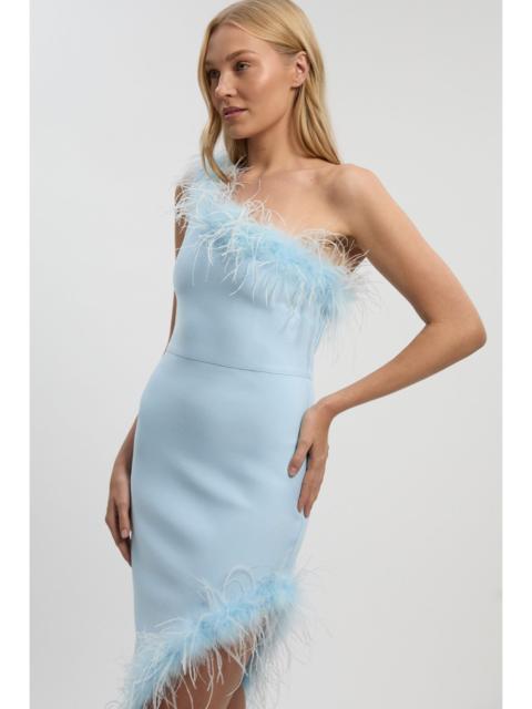 Feather Figure Form Bandage Knit Maxi Dress