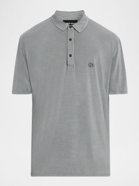 Men's Silk and Cotton Jersey Polo Shirt