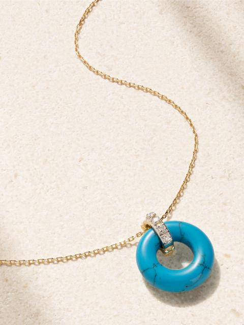 Donut 14-karat Yellow And White Gold, Turquoise And Diamond Necklace