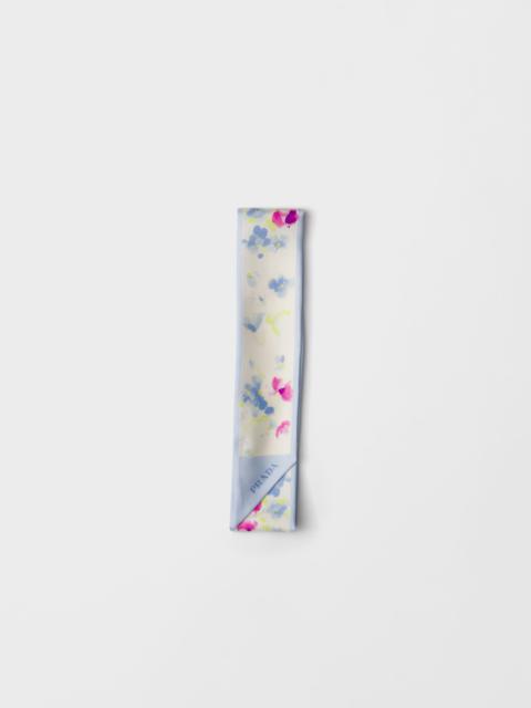 Printed silk twill skinny scarf