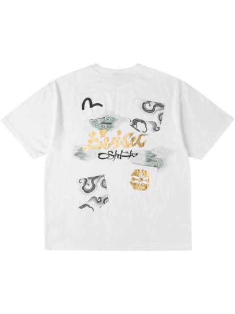 Multi-Pocket Foil Print T-Shirt