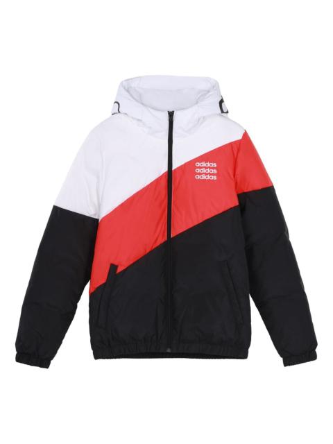 adidas neo Contrast Color Stitching Sports Stay Warm White hooded down Jacket Colorblock H45268