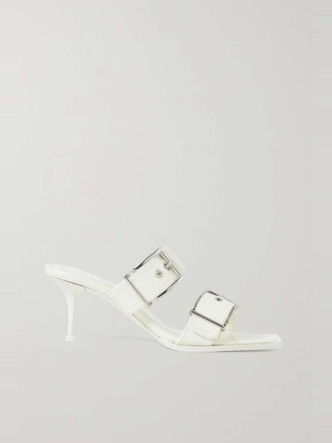 Buckled leather mules