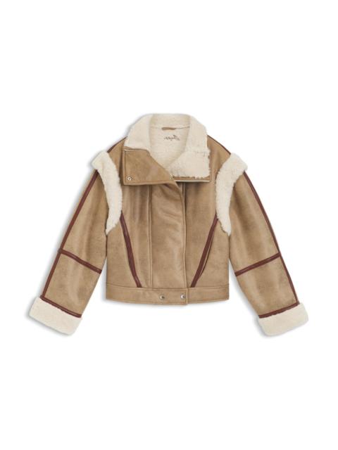 DETACHABLE-SLEEVE JACKET IN FAUX SHEARLING