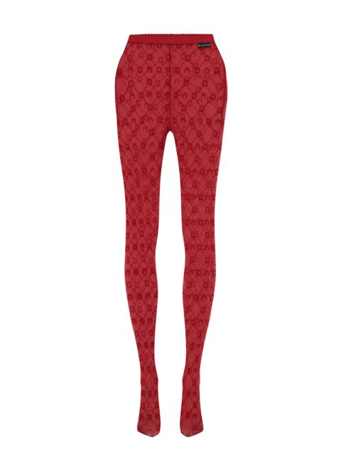 MOONOGRAM MESH FLOCK TIGHTS