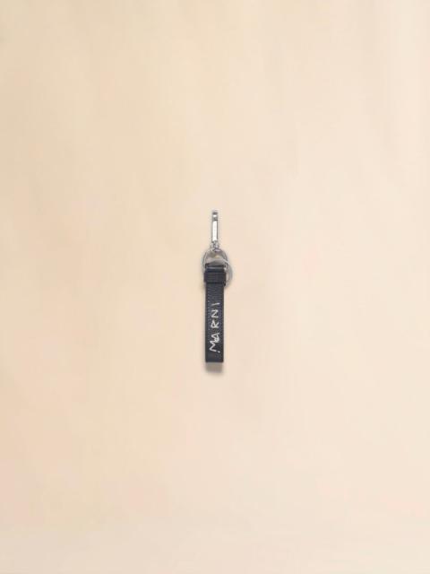 BLACK LEATHER KEYRING WITH MARNI MENDING