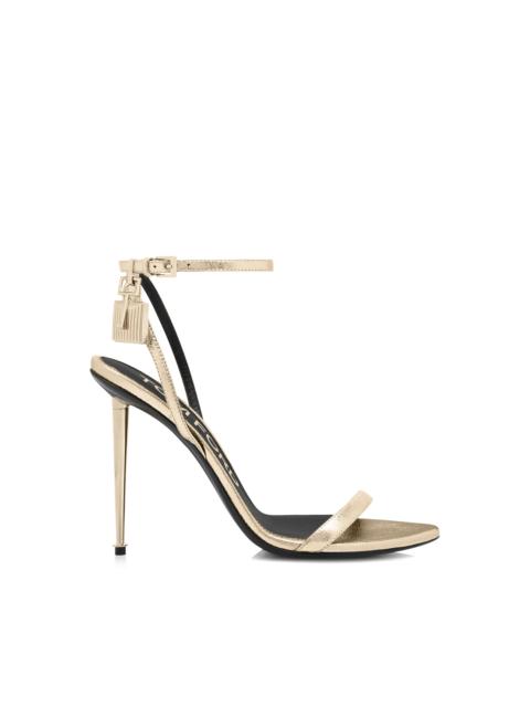 LAMINATED NAPPA LEATHER PADLOCK POINTY NAKED SANDAL