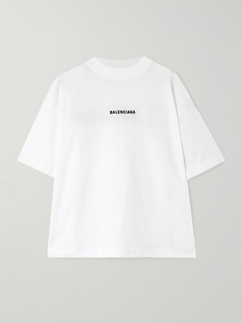 Embroidered cotton-jersey T-shirt White