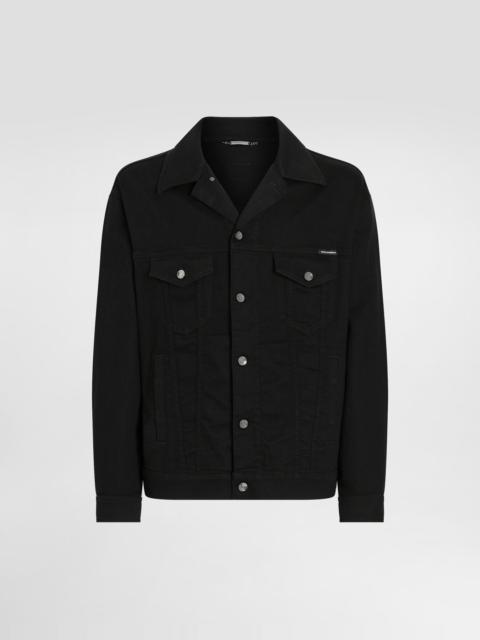 Black wash stretch denim jacket