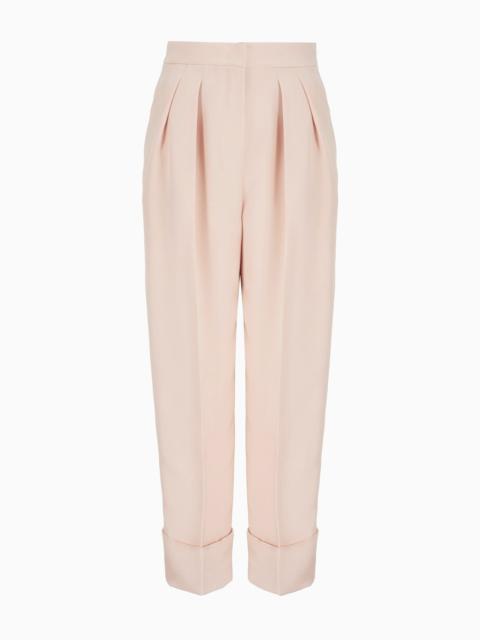 High-rise marocain glittery silk trousers