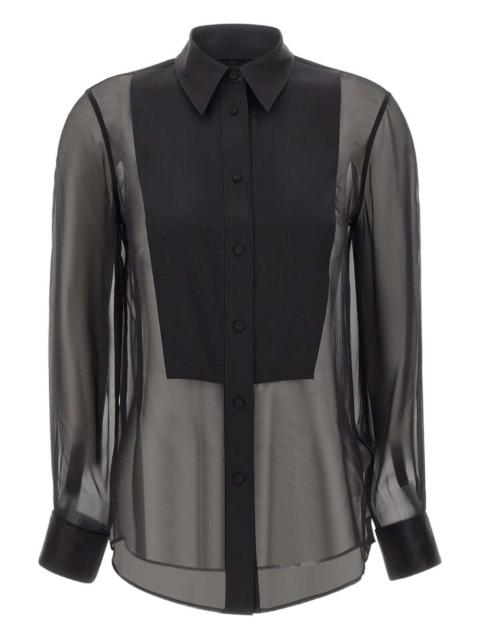 buttoned-up sheer shirt