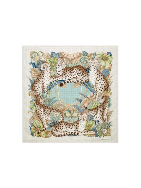 Cheetah-print silk scarf
