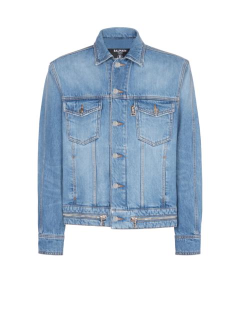 Denim jacket with zip fastening