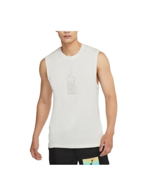 Air Jordan Dongdan Logo Printing Sleeveless Training White Vest DV6277-133