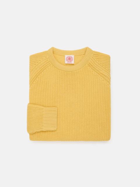 YELLOW SHAKER KNIT COTTON CREW NECK SWEATER - TRIM FIT