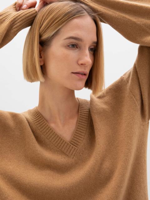 Relaxed Fit Gauzy Camel Cashmere Jumper