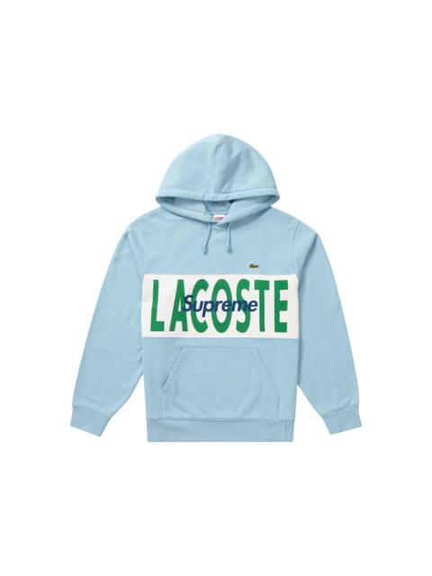 Supreme LACOSTE Logo Panel Hooded Sweatshirt Light Blue