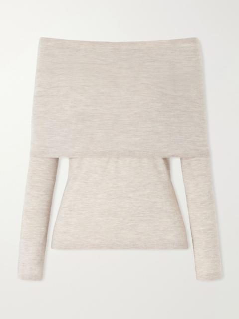 Faretra off-the-shoulder gathered cashmere top Beige