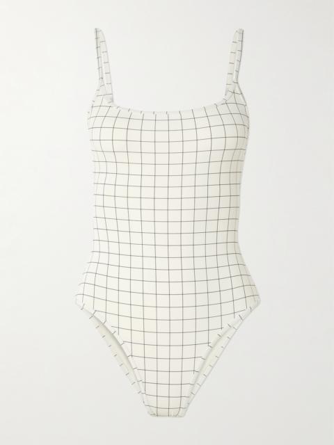 Windowpane Checked Swimsuit