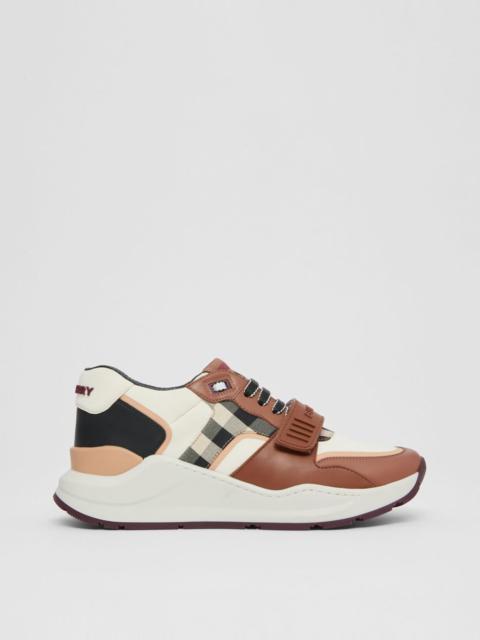 Check Cotton, Nylon and Leather Sneakers