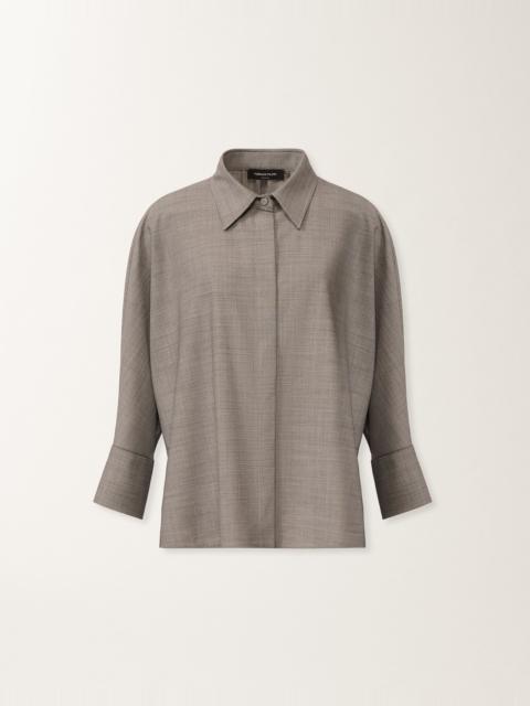 Cropped shirt in bistretch fresco wool