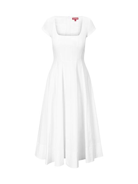 STAUD SHORT SLEEVE WELLS DRESS WHITE