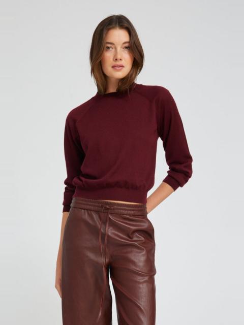 WINE CASHMERE RAGLAN SWEATER