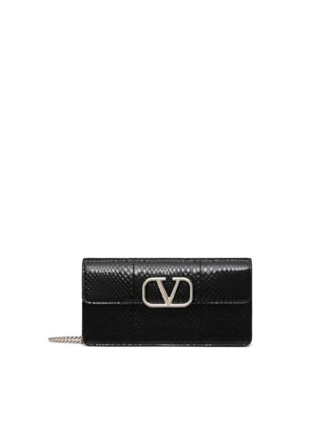 VLogo Signature leather chain wallet