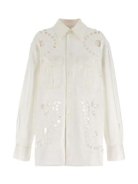 Cut-out embroidery shirt