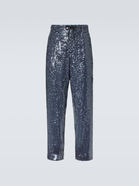 Sequined straight pants