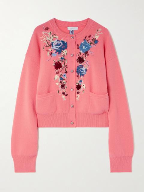 Embroidered Crystal-embellished Wool And Cashmere-blend Cardigan