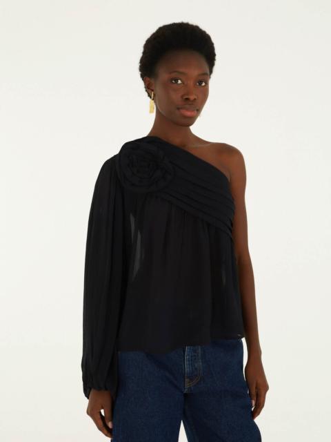 Black Rose One Shoulder Blouse