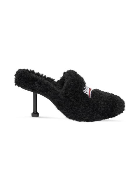 Women's Furry Closed 80mm Mule in Black