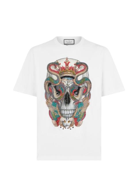 round-neck skull-graphic T-shirt
