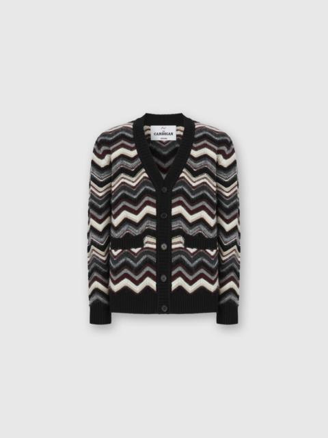 The cardigan in wool and alpaca with zigzag