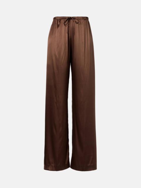 Mid-rise silk-blend straight pants