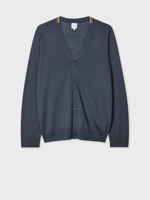 Grey Washable Wool 'Signature Stripe' Cardigan