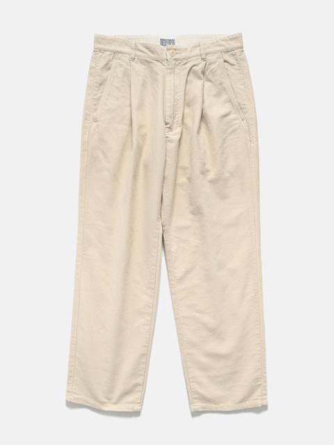 Brushed Soft Cotton One Tuck Pants Beige