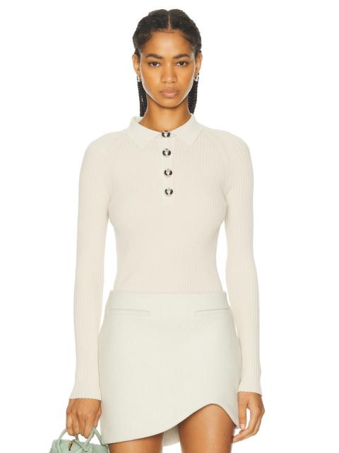 Milan Polo Neck Ribbed Knit Top