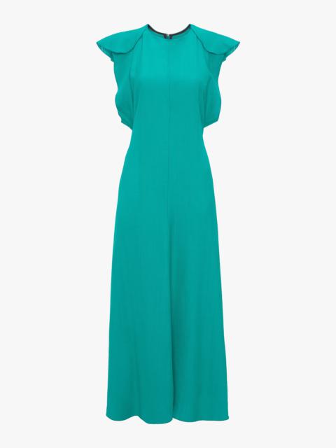 Folded Cap Sleeve Midi Dress In Peacock