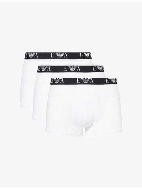 Branded-Waistband Pack Of Three Cotton-Jersey Boxer Briefs