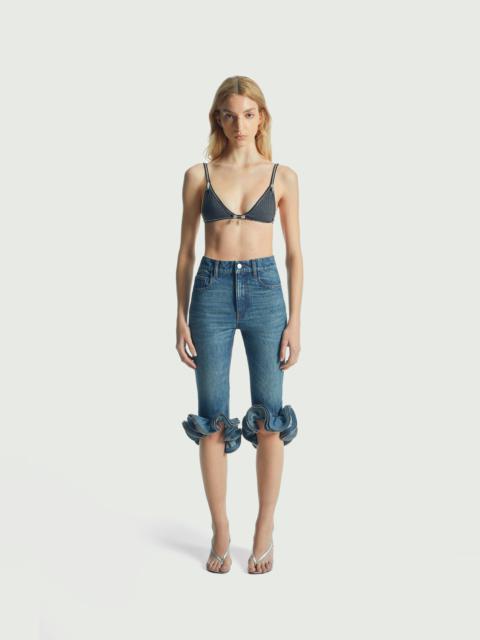 Cropped Ruffle Denim Pants