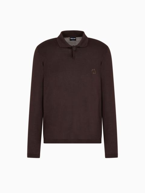 LONG-SLEEVED POLO SHIRT IN VIRGIN WOOL