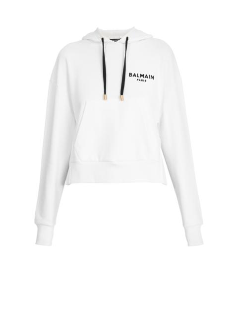 Eco-designed cotton sweatshirt with flocked Balmain logo