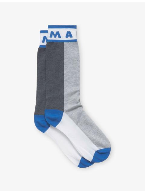 Colour-Block Cotton-Blend Mid-Calf Socks