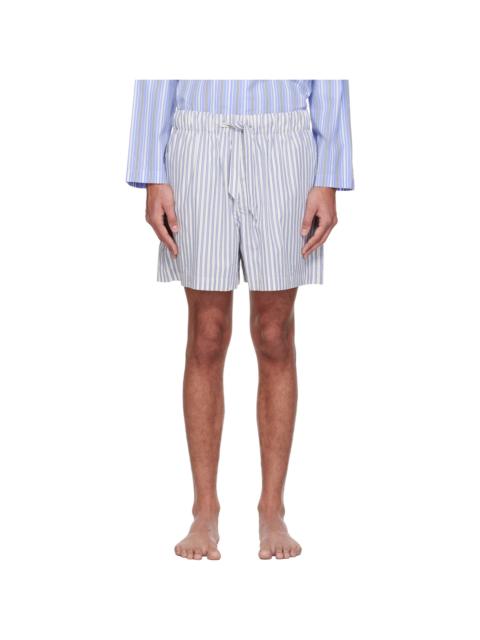 White & Blue Poplin Pyjama Shorts