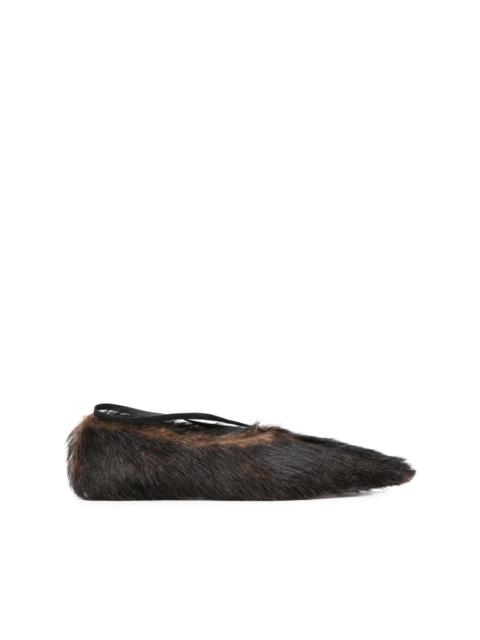 fur ballet flats